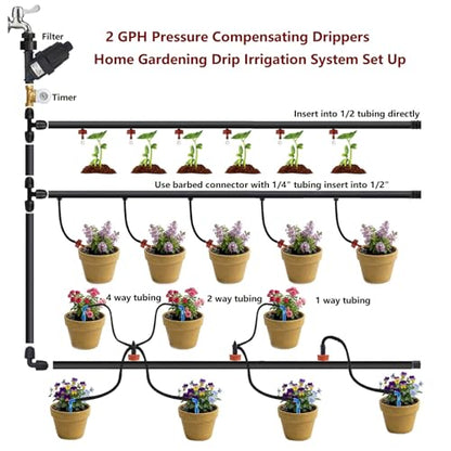 2 GPH Pressure Compensating Drip Emitters for Irrigation System,50 Pack - size: 2 GPH 50PCS