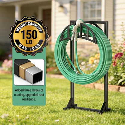 YQSLYSF Garden Hose Holder Stand, Water Hose Reel Storage Rack - color: Matte Black