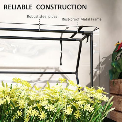 Outsunny Raised Garden Bed with Flip-Up Cover, 39.4"x18.9"x48.8", Black - color: Black