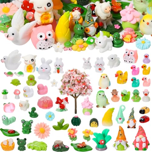 60 Pcs Fairy Garden Accessories Mini Resin Figurines - color: Green