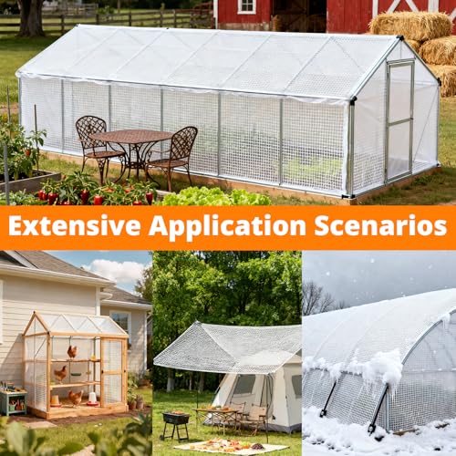 16Mil Clear Greenhouse Tarp, 8x12FT Heavy Duty Clear Tarp with Grommets - size: 8FTx12FT