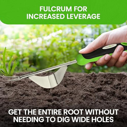 Garden Guru Dandelion Weeder Tool with Fulcrum - Rust Resistant Stainless Steel Weed Puller Weed Puller with Leverage Base, V-Shaped Fork Tip & Ergonomic Handle - for Planting & Weeding (4 Pack) - size: 4 Pack