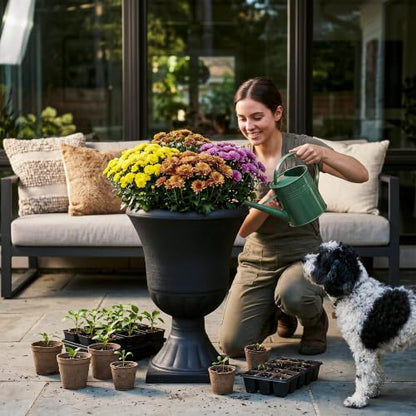 Worth 22'' Tall Urn Planters for Outdoor Plants Set of 2, Large Flower Pots - color: Black