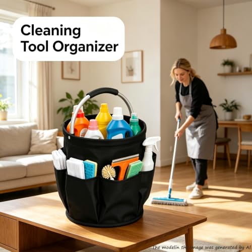 Cleaning Caddy with Handle,Cleaning Tool Supplies Organizer Foldable Bucket - color: STYLE-01