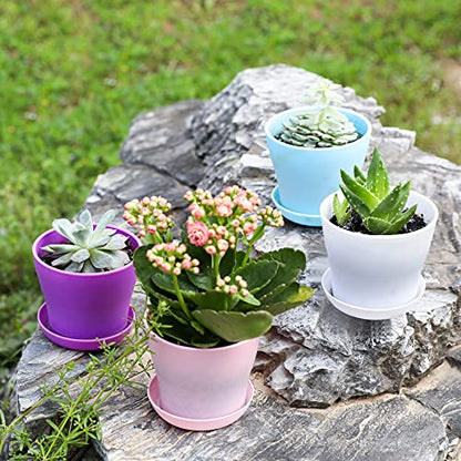 TDHDIKE 10 Pcs Plastic Planters Indoor Flower Plant Pots (5color) - color: 5color 25