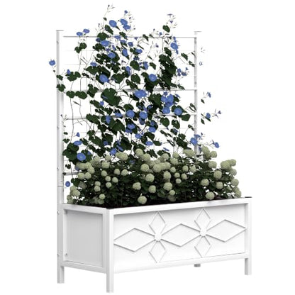 Outsunny Planter Box with Trellis, 35.4 x 15.7 x 47.2 inch, White - color: White