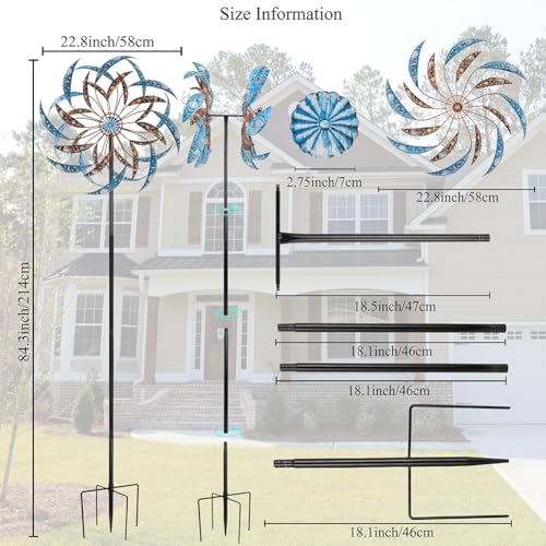 Stargarden Large Wind Spinners Outdoor, 23 Inch Kinetic Wind Spinner - color: Blue-b-23"