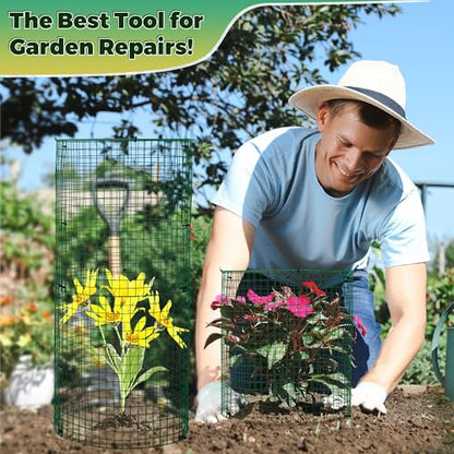 Hiboom 4 Pack Garden Plant Protectors from Animals with Stakes, 16 * 13 in