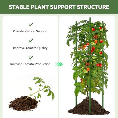 Halatool 4 Pack Tomato Cages for Garden, Up to 63 inch(5.2FT) - color: 4 Pack, size: 63 Inches