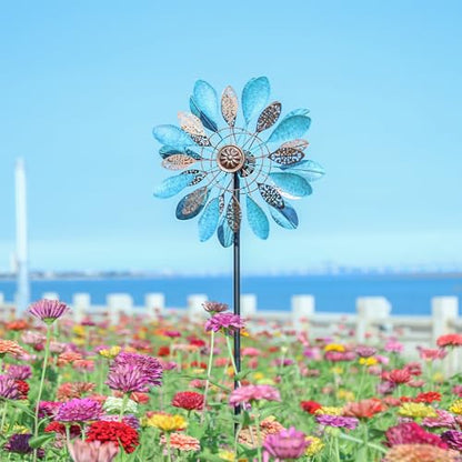 WONDER GARDEN Wind Spinners Outdoor - Metal Wind Spinner Windmill, 4.3 Ft Kinetic Wind Sculpture & Spinners for Yard Patio Lawn Decor - size: 4.2 ft