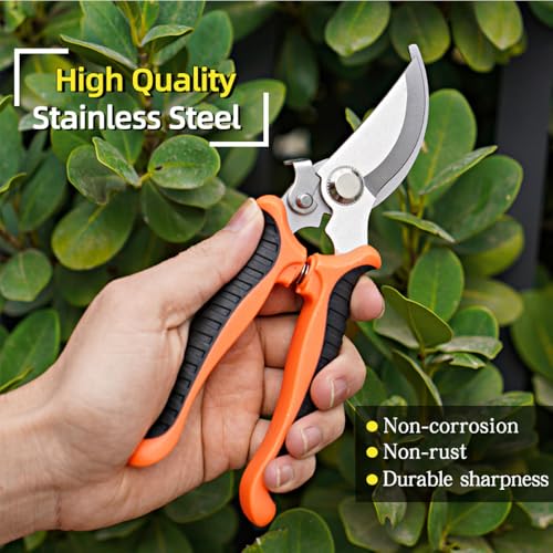 2Pack Garden Pruning Shears, Stainless Steel Pruning Shears, Handheld Pruners Set for Gardening, Garden Tools for Flowers Fruit Trees