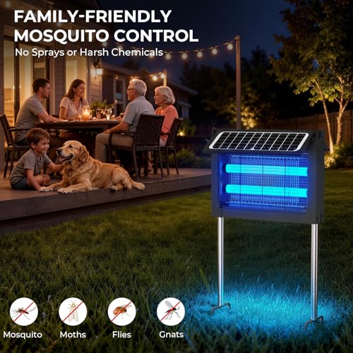 Solar Bug Zapper, 4500V Mosquito Zapper Waterproof for Patio - color: Black