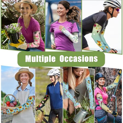 Gardening Sleeves for Women UV Sun Protection with Thumb Hole Anti-Scratch - color: Gradient Yellow Green