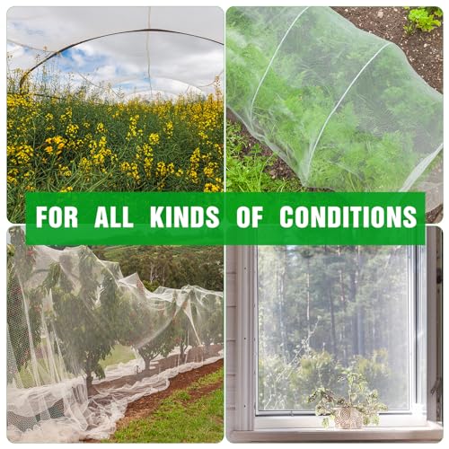 Woanger 4 X 100 Ft White Garden Bug Netting Ultra Fine Mesh for Plants - size: 4 x 100 ft
