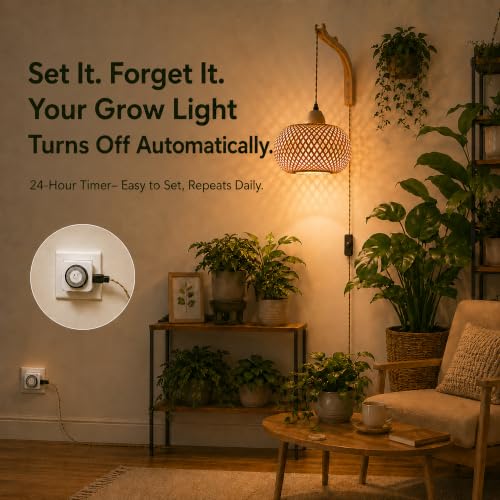 Wall Mounted Grow Lights for Indoor Plants with Timer, Hanging Light