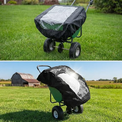 Spreader Cover with Clear Window, Waterproof Fertilizer Hopper Lid, Black