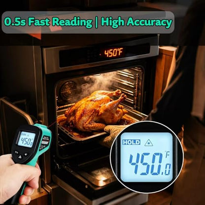 Infrared Thermometer Gun for Cooking, Digital IR Thermometer - color: Green