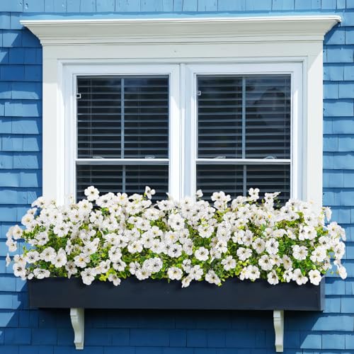 Bassion 16 Bundles Artificial Flowers for Outdoors Fake Flowers, White - color: White