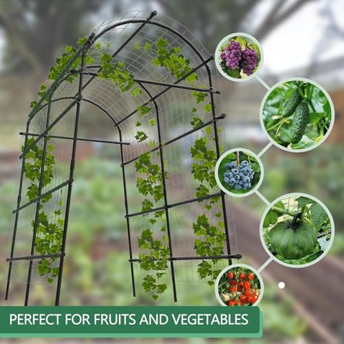 Garvee Metal Garden Arch Trellis 7.7Ft Black - size: 7.7x6x4 Ft