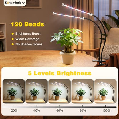 Grow Lights for Indoor Plants,LED Clip-On Clamp, Dual Head - size: Clamp-2 Head