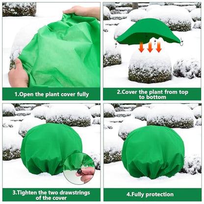 NNG 2PCS 9.7ft Dia. Round Winter Plant Covers Reusable Tree Freeze Protection with Drawstring Potted Plant Frost Blanket Outdoor Shrub Plant Cover for Winter Garden Potted Vegetable