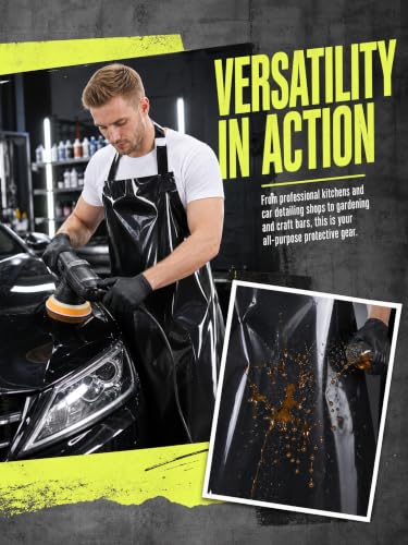 Molaxhome TPU Waterproof Apron Oil-resistant Chef Apron for Unisex Kitchen - color: Black