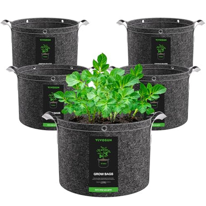 VIVOSUN 5-Pack 15 Gallon 500G Fabric Grow Bags with Strap Handles - size: 15 Gal