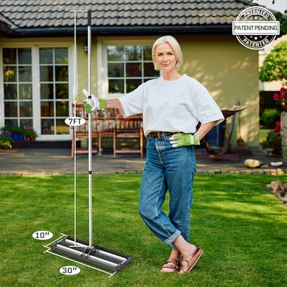 Updated Lawn Leveling Rake 30"x10", Lawn Leveler with Aluminum Rollers - size: 30''x10'' With Roller (Black)