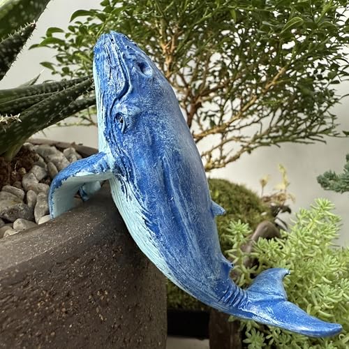 Cute Climbing Animal Flower Pot Huggers, Animal Figurines Plant Decorations for Pots, Resin Flower Pot Decorations, Fairy Garden Accessories, Fish Tank Planter Edge Craft Decor (Whale) - color: Whale