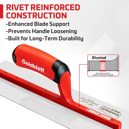 Goldblatt RED 14" x 4" Stainless Steel Finishing Trowel - size: 14" SS