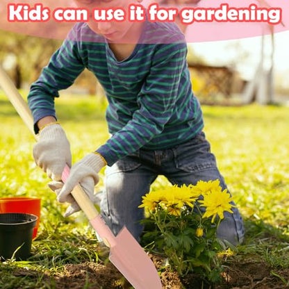 Small Garden Shovel-Kid's Size Wooden Handle Metal Head Shovel (Pink) - color: Pink