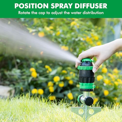 [2 Pack] RESTMO Gear Drive Sprinkler with Metal T-Spike Base,Green - color: Green, size: 2 Pack
