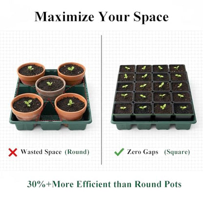 25 Packs Square Nursery Pots for Plants 4 Inch Seedling Pots with Holes - size: 4 Inch