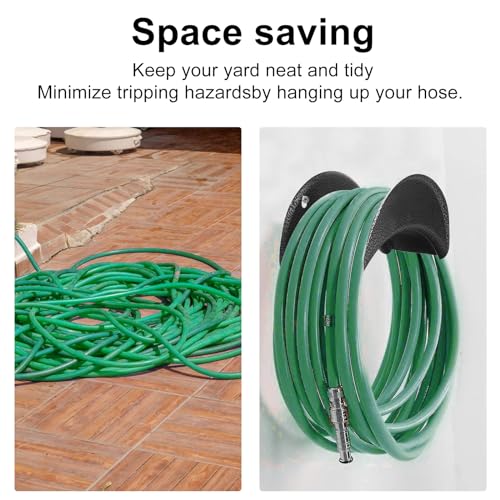 GARTOL Heavy Duty Wall Mounted Hose Holder, Rust-Proof Carbon Steel Hose Hanger Rack with Screws & Expansion Bolts, for Garden Water Hose, Air Lines, Ropes, or Extension Cords (2 Pack) - size: 2 Pack