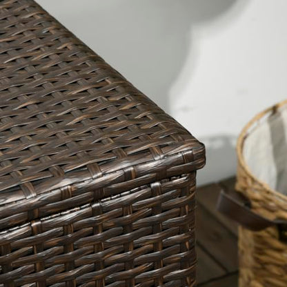 Outsunny 113 Gallon Deck Box Rattan Outdoor Storage Box Brown