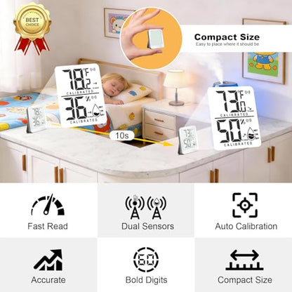 AyayaBoss 3 Pack Room Thermometer Indoor Hygrometer - color: white