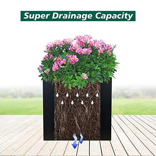 Galvanized Steel Planter Box 26 Inch H, Black Square Metal Planters - color: Black, size: 26" L x 26" W x 26" H