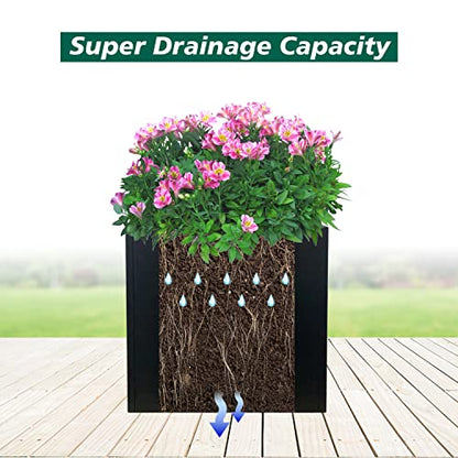 Galvanized Steel Planter Box 24” H, Black, Square, Metal, Powder Coating - color: Black, size: 24" L x 24" W x 24" H