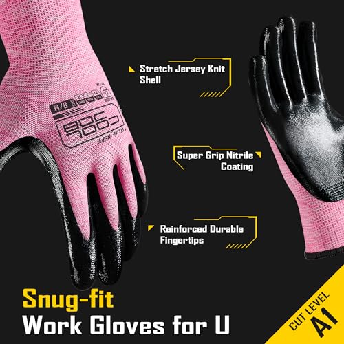 COOLJOB 10/20 Pair Safety Work Gloves for Women Non-slip, Nitrile Coated - size: Small (Pack of 20)