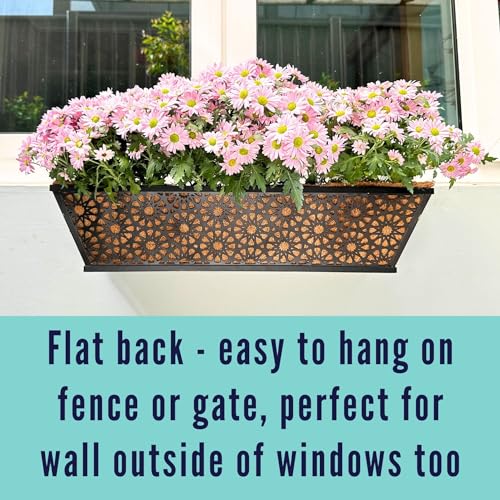 LaLaGreen Long Wall Planter (24 in, 4 Pack) Black Coco Liner Window Box - size: 24" (61cm) x 4 pack