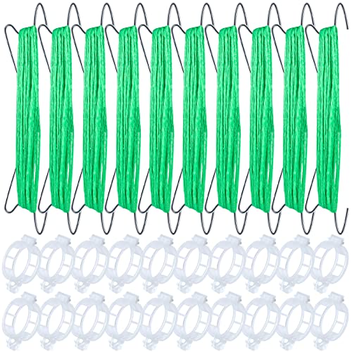30Pcs Tomato Hooks with String, Tomato Support Hooks, Tomato Holder Hooks & Plant Support Clips with 33.3ft Twine to Prevent Tomatoes from Pinching or Falling Off - color: Green-30