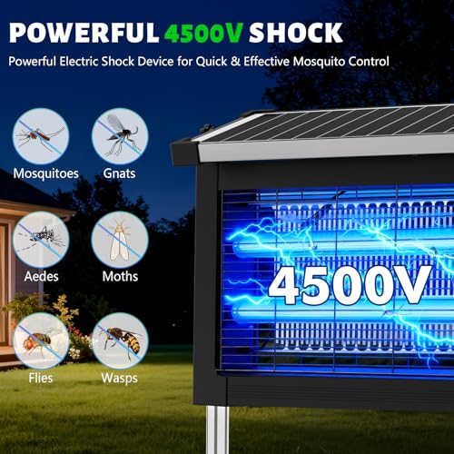 ZECHUAN Solar Bug Zapper Outdoor, Rechargeable Mosquito Zapper - color: Black