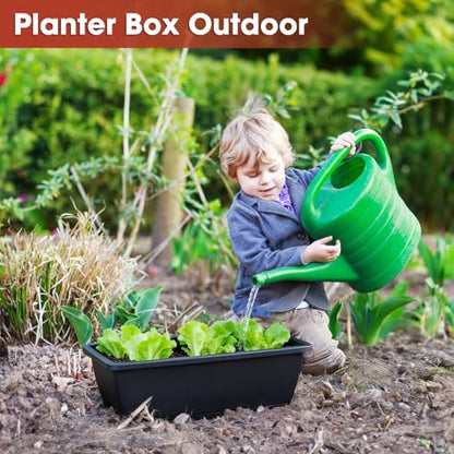 16.9 Inches Deck Railings Planter Box, 2Pcs Hanging Flower Pots, Black - color: Black