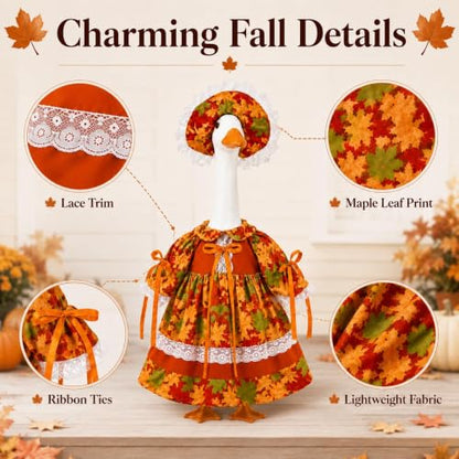 Fall Porch Goose Outfit for 23 Inch Goose Statue - color: Fall Maple Leaf
