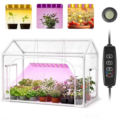 Mini Indoor Greenhouse with Grow Lights & Timer 3 Light Color Mode