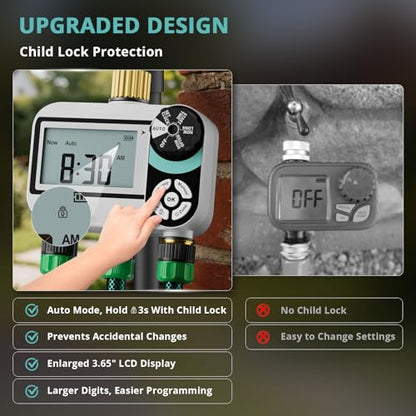 QUOBAS Brass Sprinkler Timer for Garden Hose, Programmable Water Timer - size: Sprinkler Timer 3 zone
