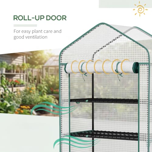 Outsunny 5 Tier Mini Greenhouse Small Portable 76" x 35.4" x 19.3" White - color: White