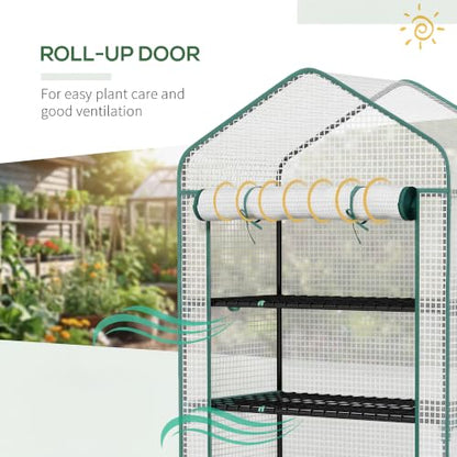 Outsunny 5 Tier Mini Greenhouse Small Portable 76" x 35.4" x 19.3" White - color: White