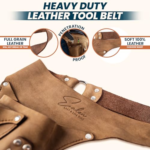 Leather Garden Utility Belt for Women - Florist Tool Holster, Gardening Apron - Gift Box Included, Hammer Holder - size: Right