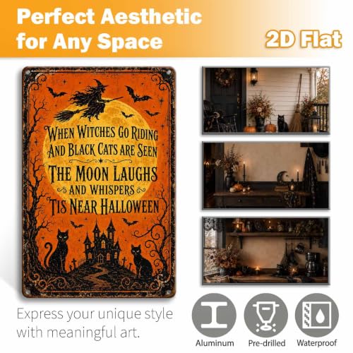 Halloween Poem Metal Art Sign When Witches Go Riding Wall Decor - color: 04A